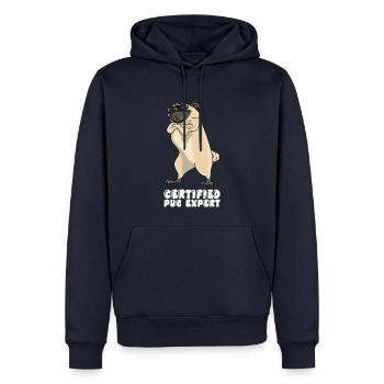 Certified Pug Expert - Men’s Premium Organic Hoodie - navy - Front - Nico (187cm)