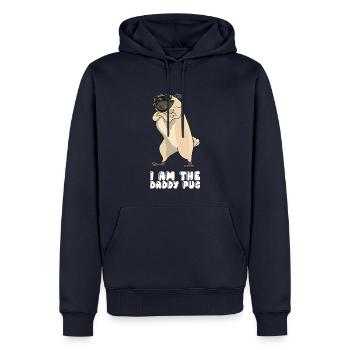 Je suis le papa carlin - Sweat à capuche Premium bio Homme - bleu marine - Devant - Nico (187cm)