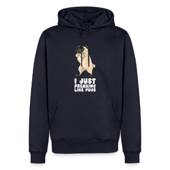 Je flippe comme des carlins - Sweat à capuche Premium bio Homme - bleu marine - Devant - Nico (187cm)