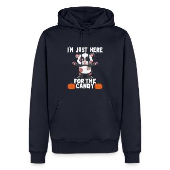Halloween I'm Just Here For The Candy - Männer Premium Bio Hoodie - Navy - Vorne - Nico (187cm)
