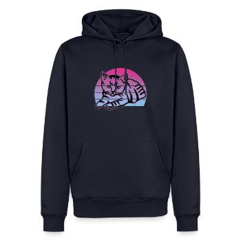 Chat graphique Retro Cat pour les propriétaires de chats - Sweat à capuche Premium bio Homme - bleu marine - Devant - Nico (187cm)