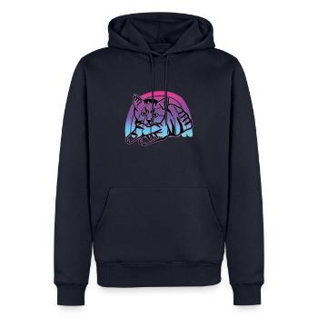 Chat graphique Retro Cat pour les propriétaires de chats - Sweat à capuche Premium bio Homme - bleu marine - Devant - Nico (187cm)