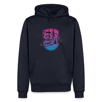 Chat graphique Retro Cat pour les propriétaires de chats - Sweat à capuche Premium bio Homme - bleu marine - Devant - Nico (187cm)
