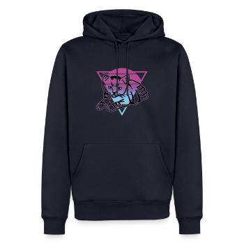 Chat graphique Retro Cat pour les propriétaires de chats - Sweat à capuche Premium bio Homme - bleu marine - Devant - Nico (187cm)