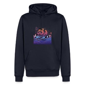 Chat graphique Retro Cat pour les propriétaires de chats - Sweat à capuche Premium bio Homme - bleu marine - Devant - Nico (187cm)