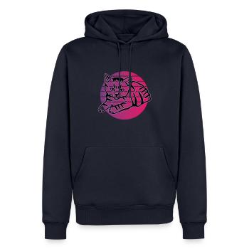 Chat graphique Retro Cat pour les propriétaires de chats - Sweat à capuche Premium bio Homme - bleu marine - Devant - Nico (187cm)