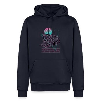 Chat graphique Retro Cat pour les propriétaires de chats - Sweat à capuche Premium bio Homme - bleu marine - Devant - Nico (187cm)