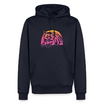 Chat graphique Retro Cat pour les propriétaires de chats - Sweat à capuche Premium bio Homme - bleu marine - Devant - Nico (187cm)