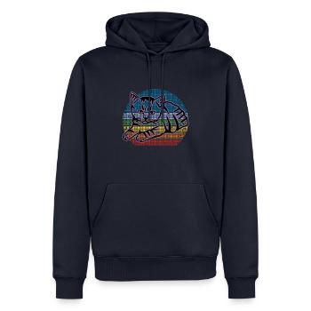 Chat graphique Retro Cat pour les propriétaires de chats - Sweat à capuche Premium bio Homme - bleu marine - Devant - Nico (187cm)
