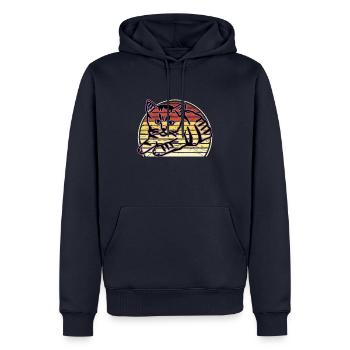 Chat graphique Retro Cat pour les propriétaires de chats - Sweat à capuche Premium bio Homme - bleu marine - Devant - Nico (187cm)