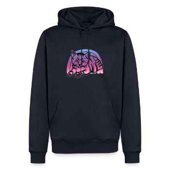 Chat graphique Retro Cat pour les propriétaires de chats - Sweat à capuche Premium bio Homme - bleu marine - Devant - Nico (187cm)