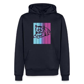 Chat graphique Retro Cat pour les propriétaires de chats - Sweat à capuche Premium bio Homme - bleu marine - Devant - Nico (187cm)