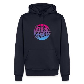 Chat graphique Retro Cat pour les propriétaires de chats - Sweat à capuche Premium bio Homme - bleu marine - Devant - Nico (187cm)