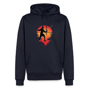 Escrime Escrime Escrime sportive - Sweat à capuche Premium bio Homme - bleu marine - Devant - Nico (187cm)
