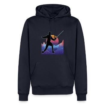 Escrime Escrime Escrime sportive - Sweat à capuche Premium bio Homme - bleu marine - Devant - Nico (187cm)