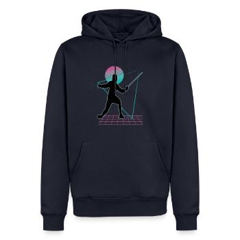 Escrime Escrime Escrime sportive - Sweat à capuche Premium bio Homme - bleu marine - Devant - Nico (187cm)