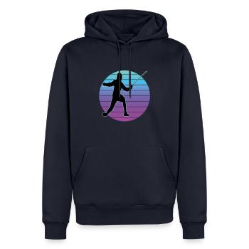 Escrime Escrime Escrime sportive - Sweat à capuche Premium bio Homme - bleu marine - Devant - Nico (187cm)
