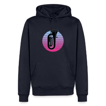 Joueur de tuba Tuba Instrument de musique - Sweat à capuche Premium bio Homme - bleu marine - Devant - Nico (187cm)