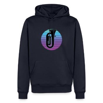Joueur de tuba Tuba Instrument de musique - Sweat à capuche Premium bio Homme - bleu marine - Devant - Nico (187cm)