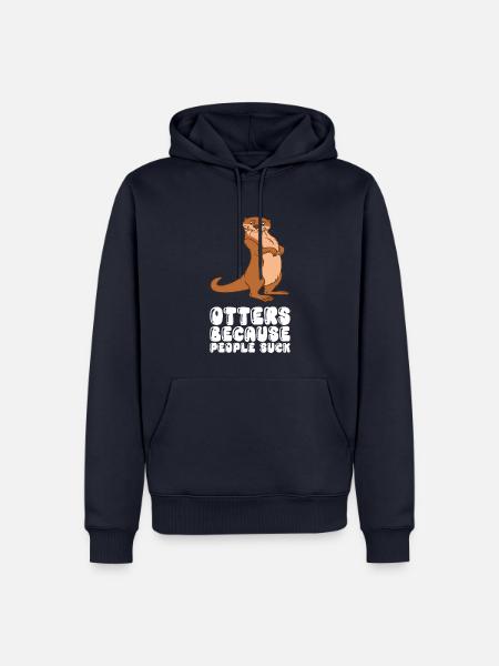 Simpatici giochi di parole di lontra e battute sulla lontra - Felpa con cappuccio ecologica premium da uomo - blu navy