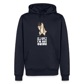 Si je ne peux pas apporter mon carlin, je n’y vais pas - Sweat à capuche Premium bio Homme - bleu marine - Devant - Nico (187cm)