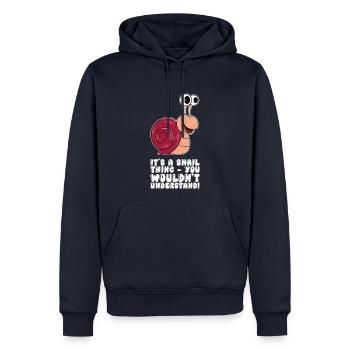 C’est un truc d’escargot - Sweat à capuche Premium bio Homme - bleu marine - Devant - Nico (187cm)