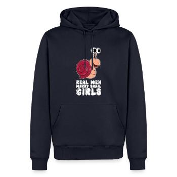 Echte Männer Heiraten Schneckenmädchen - Männer Premium Bio Hoodie - Navy - Vorne - Nico (187cm)
