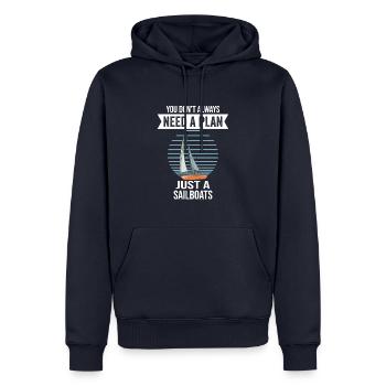 Voiliers dont vous n’avez pas toujours besoin Un plan juste un - Sweat à capuche Premium bio Homme - bleu marine - Devant - Nico (187cm)