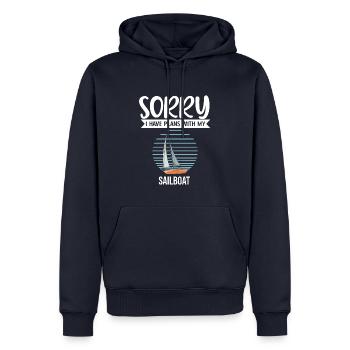 Voilier désolé j’ai des projets avec mon voilier - Sweat à capuche Premium bio Homme - bleu marine - Devant - Nico (187cm)