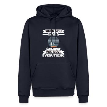 Quand vous avez un voilier, vous avez tout - Sweat à capuche Premium bio Homme - bleu marine - Devant - Nico (187cm)