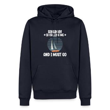 Voilier voilier m’appelle et je dois y aller - Sweat à capuche Premium bio Homme - bleu marine - Devant - Nico (187cm)