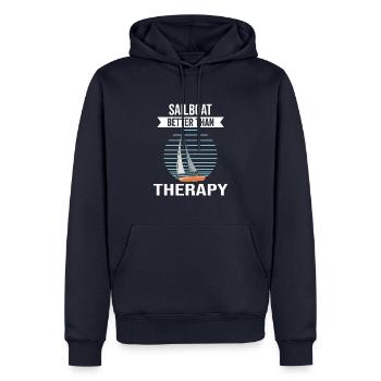 Sailboat Sailboat Better Then Therapie - Männer Premium Bio Hoodie - Navy - Vorne - Nico (187cm)
