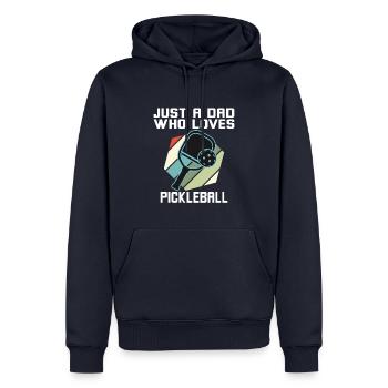 Juste un père qui aime le pickleball - Sweat à capuche Premium bio Homme - bleu marine - Devant - Nico (187cm)