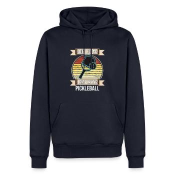 Ne me dérangez pas, je joue au pickleball - Sweat à capuche Premium bio Homme - bleu marine - Devant - Nico (187cm)