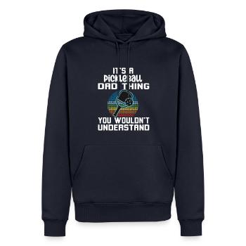 Un père de pickleball que vous ne comprendriez pas - Sweat à capuche Premium bio Homme - bleu marine - Devant - Nico (187cm)