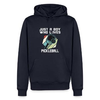 Just A Boy Who Loves Pickleball - Männer Premium Bio Hoodie - Navy - Vorne - Nico (187cm)