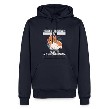 Je préfère être avec mon hamster - Sweat à capuche Premium bio Homme - bleu marine - Devant - Nico (187cm)