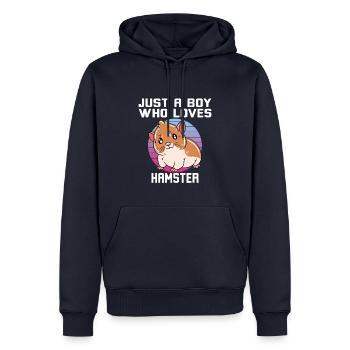 I'd Rather Be With My Hamster - Männer Premium Bio Hoodie - Navy - Vorne - Nico (187cm)