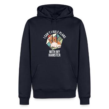 Je préfère être avec mon hamster - Sweat à capuche Premium bio Homme - bleu marine - Devant - Nico (187cm)