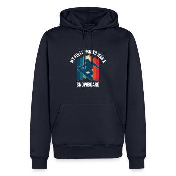 My First Friend Was A Snowboard - Men’s Premium Organic Hoodie - navy - Front - Nico (187cm)