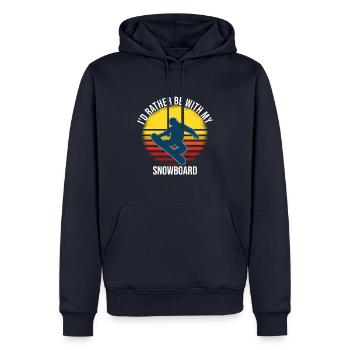 Je serais plutôt avec mon snowboard - Sweat à capuche Premium bio Homme - bleu marine - Devant - Nico (187cm)