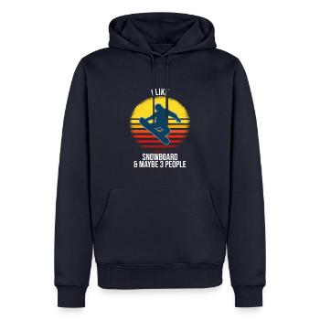 J'aime le snowboard et peut-être 3 personnes - Sweat à capuche Premium bio Homme - bleu marine - Devant - Nico (187cm)