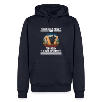 L’éducation est importante, mais l’accordéon est plus - Sweat à capuche Premium bio Homme - bleu marine - Devant - Nico (187cm)