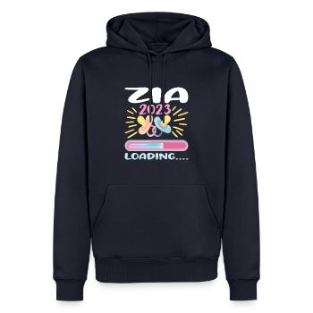 Zia 2023 - Sweat à capuche Premium bio Homme - bleu marine - Devant - Nico (187cm)