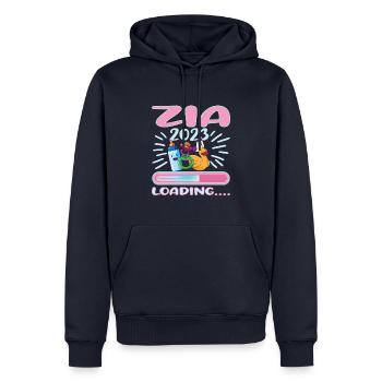 Zia 2023 Chargement Zia - Sweat à capuche Premium bio Homme - bleu marine - Devant - Nico (187cm)