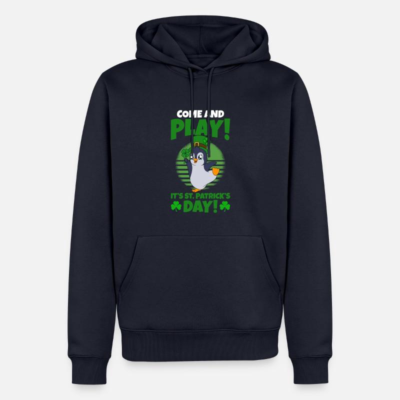 Manchot mignon Trèfle Saint-Patrick Pingouin - Sweat à capuche Premium bio Homme - bleu marine