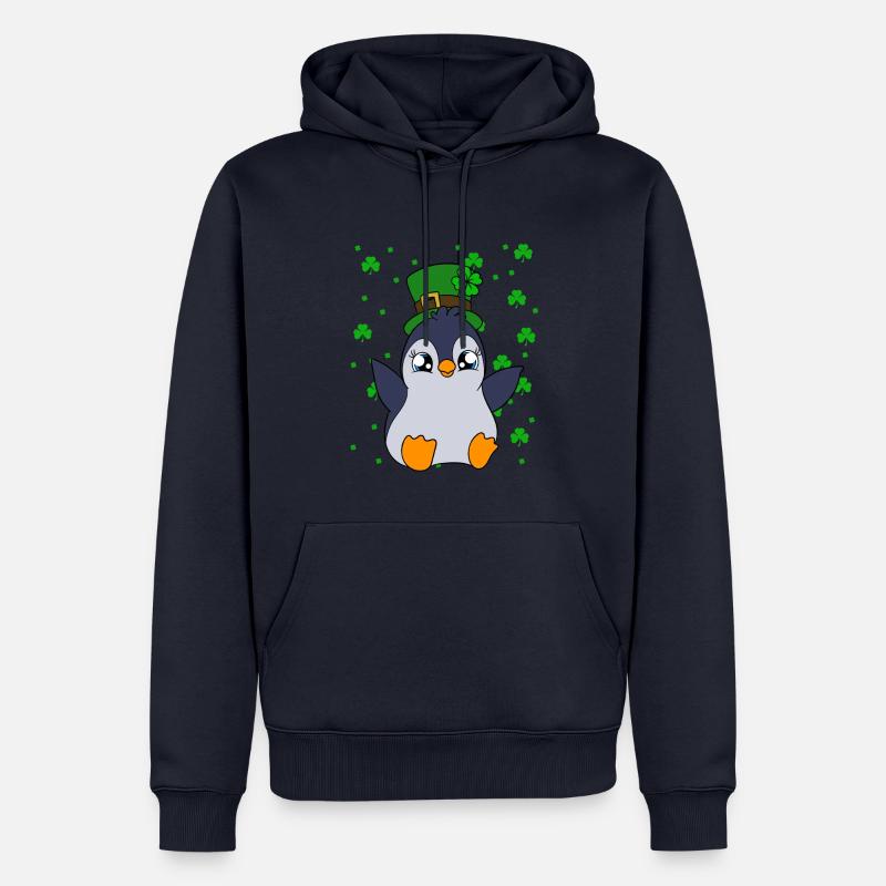 Manchot mignon Trèfle Saint-Patrick Pingouin - Sweat à capuche Premium bio Homme - bleu marine
