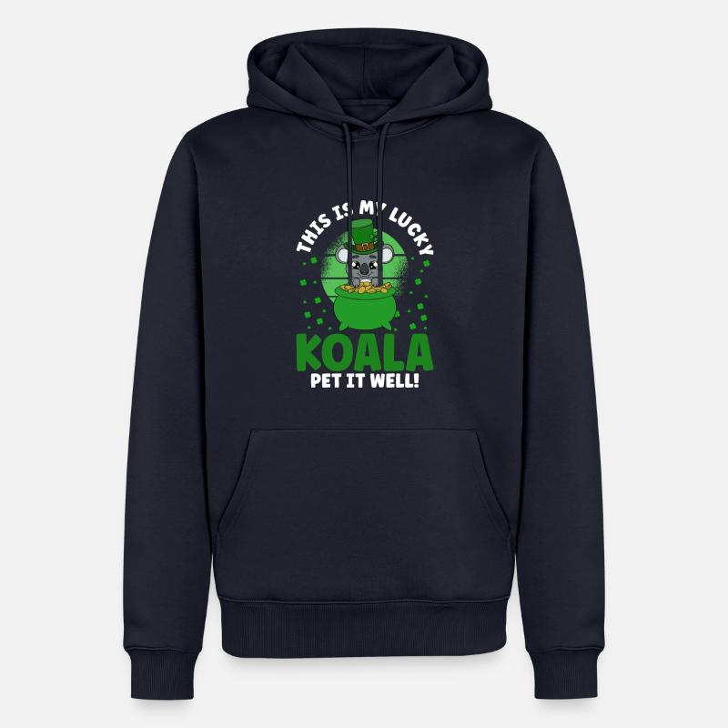 Mignon koala avec chapeau Saint-Patrick - Sweat à capuche Premium bio Homme - bleu marine