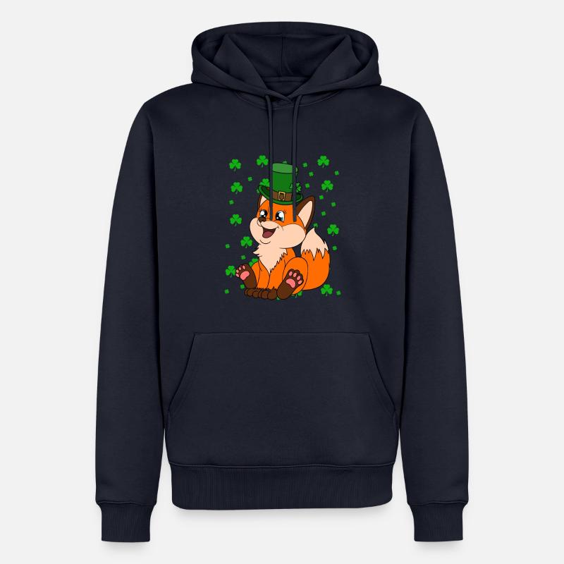Mignon trèfle renard Saint-Patrick - Sweat à capuche Premium bio Homme - bleu marine