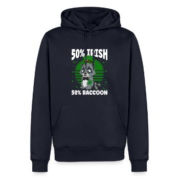 Waschbär Kleeblätter Saint Patrick's Day - Männer Premium Bio Hoodie - Navy - Vorne - Nico (187cm)